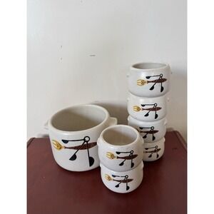 Set Of 7 Bean Pot Serving Bowl 6 Small MCM 60 Vintage West Bend Lid Crock Tureen